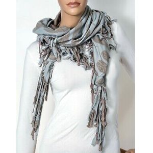 Soft cotton reversible scarf & metal charms
